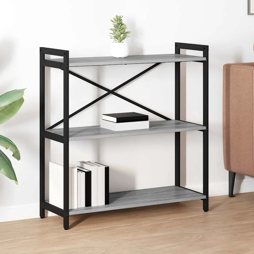 vidaXL Рафт за книги 80 x 30 x 85 cm Инженерна дървесина Сив сонома