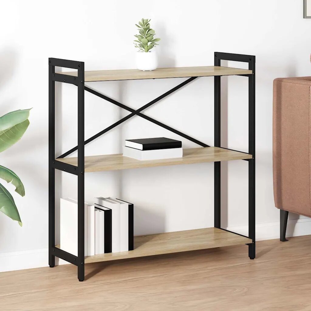 vidaXL Рафт за книги 80 x 30 x 85 cm Инженерна дървесина Сонома дъб