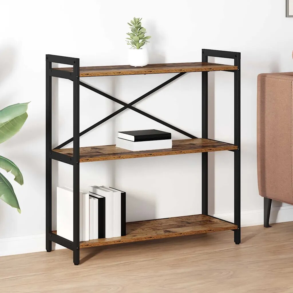 vidaXL Рафт за книги 80 x 30 x 85 cm Инженерна дървесина Старо дърво
