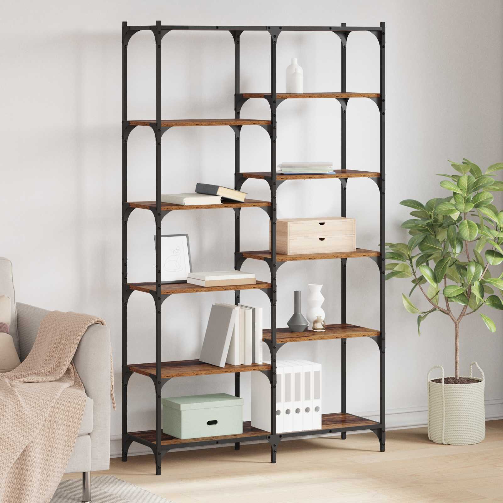vidaXL Рафт за книги 9 нива 100 x 32 x 170 см Инженерна дървесина