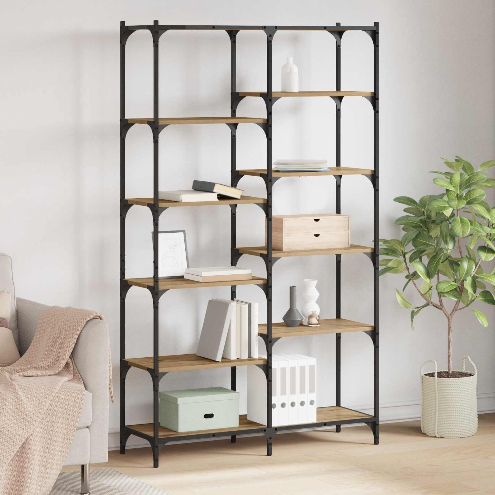 vidaXL Рафт за книги 9 нива 100 x 32 x 170 см Инженерна дървесина