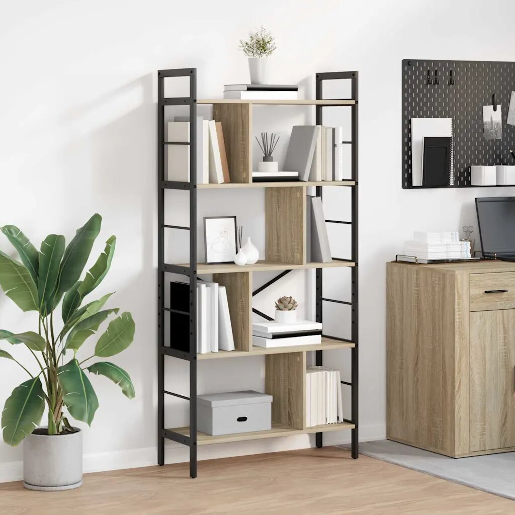 vidaXL Рафт за книги 9 нива 75 x 30 x 156 см Инженерна дървесина