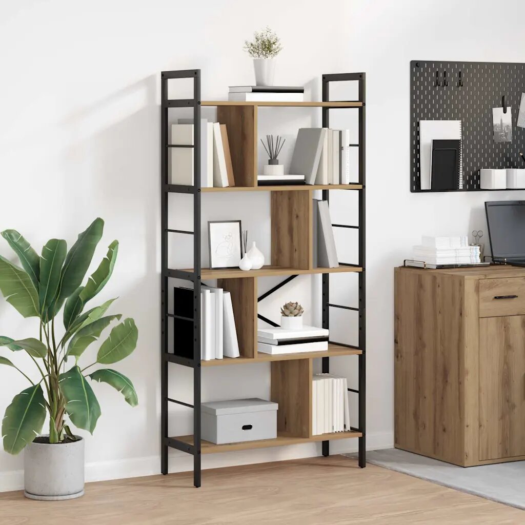 vidaXL Рафт за книги 9 нива 75 x 30 x 156 см Инженерна дървесина Дъб