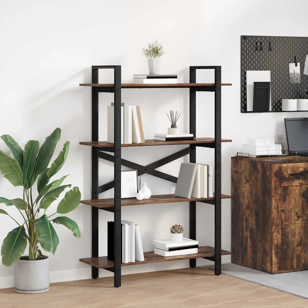 vidaXL Рафт за книги Опушен дъб 100 x 335 x 140 cm