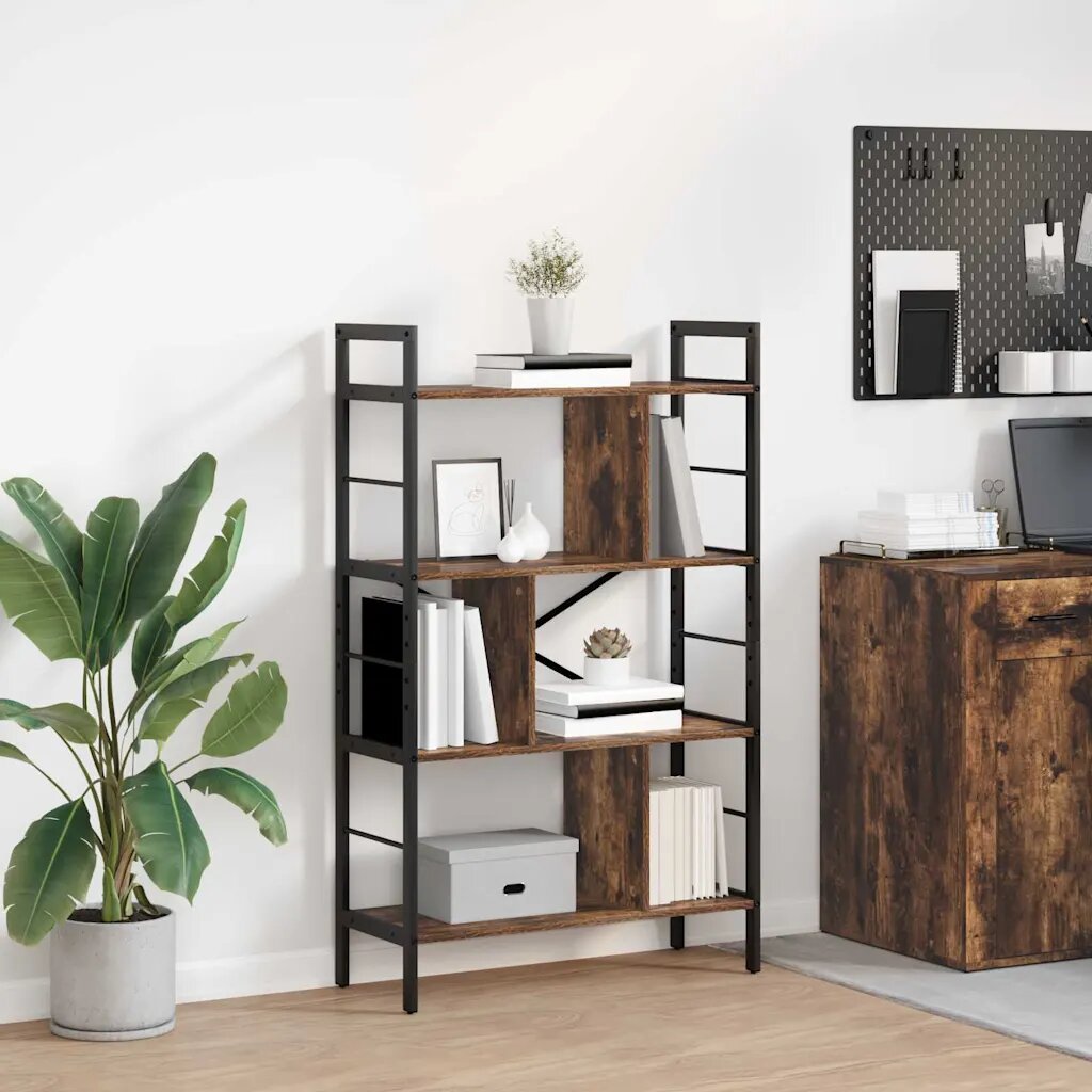 vidaXL Рафт за книги Опушен дъб 75 x 30 x 1235 cm Инженерна дървесина