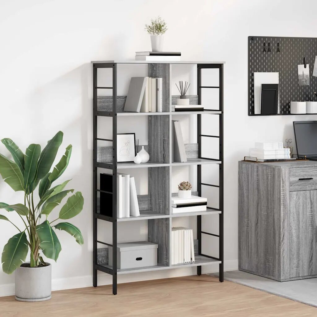 vidaXL Рафт за книги Сив Сонома 82 x 32 x 1445 cm Инженерна дървесина