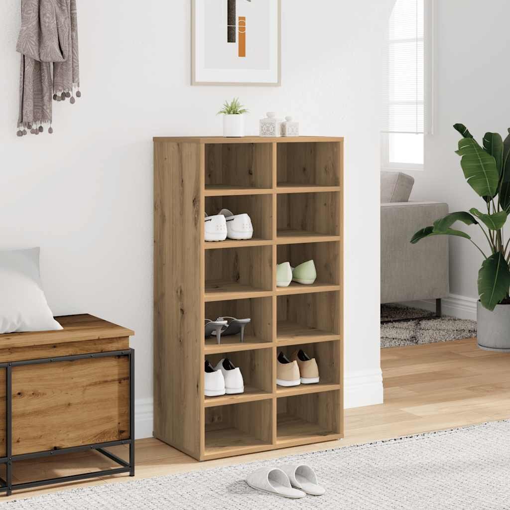 vidaXL Рафт за обувки Artisan Oak 54x34x1005 cm Инженерна дървесина