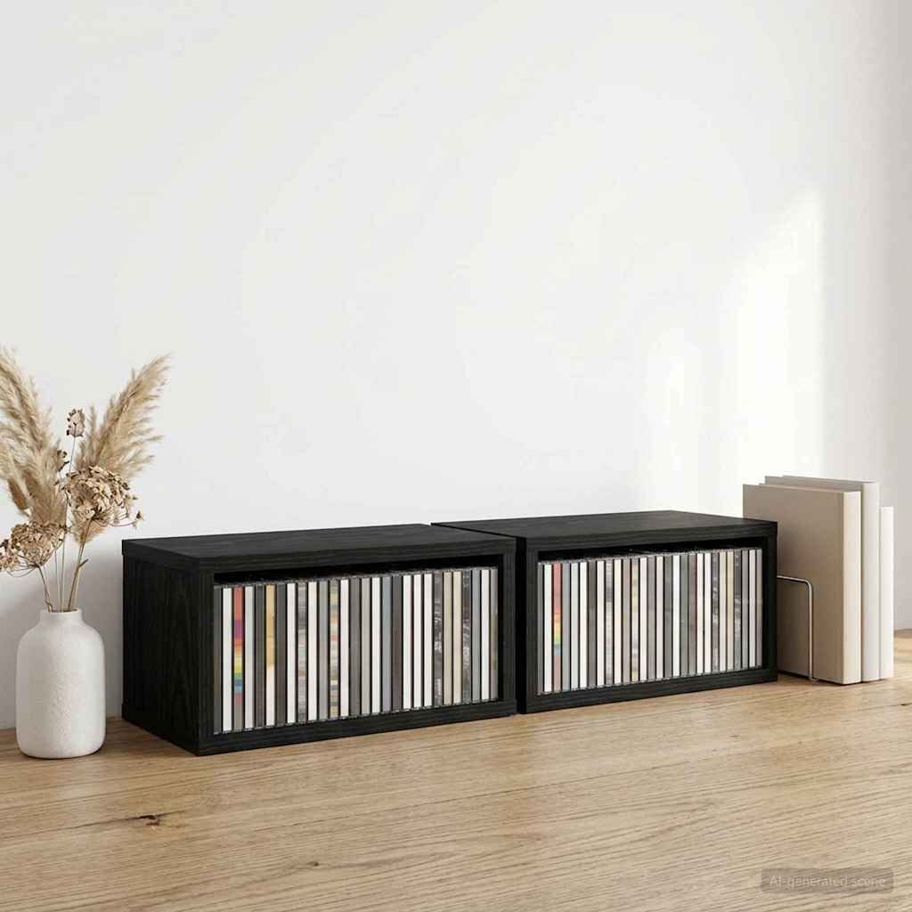 vidaXL Рафтове за CDs 2 бр. Черен дъб 40 x 17 x 17 см