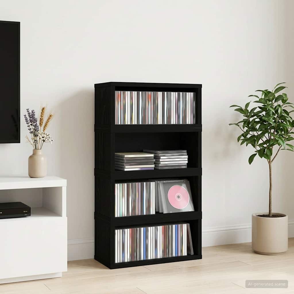 vidaXL Рафтове за CDs 4 бр. Черен дъб 40 x 17 x 17 см