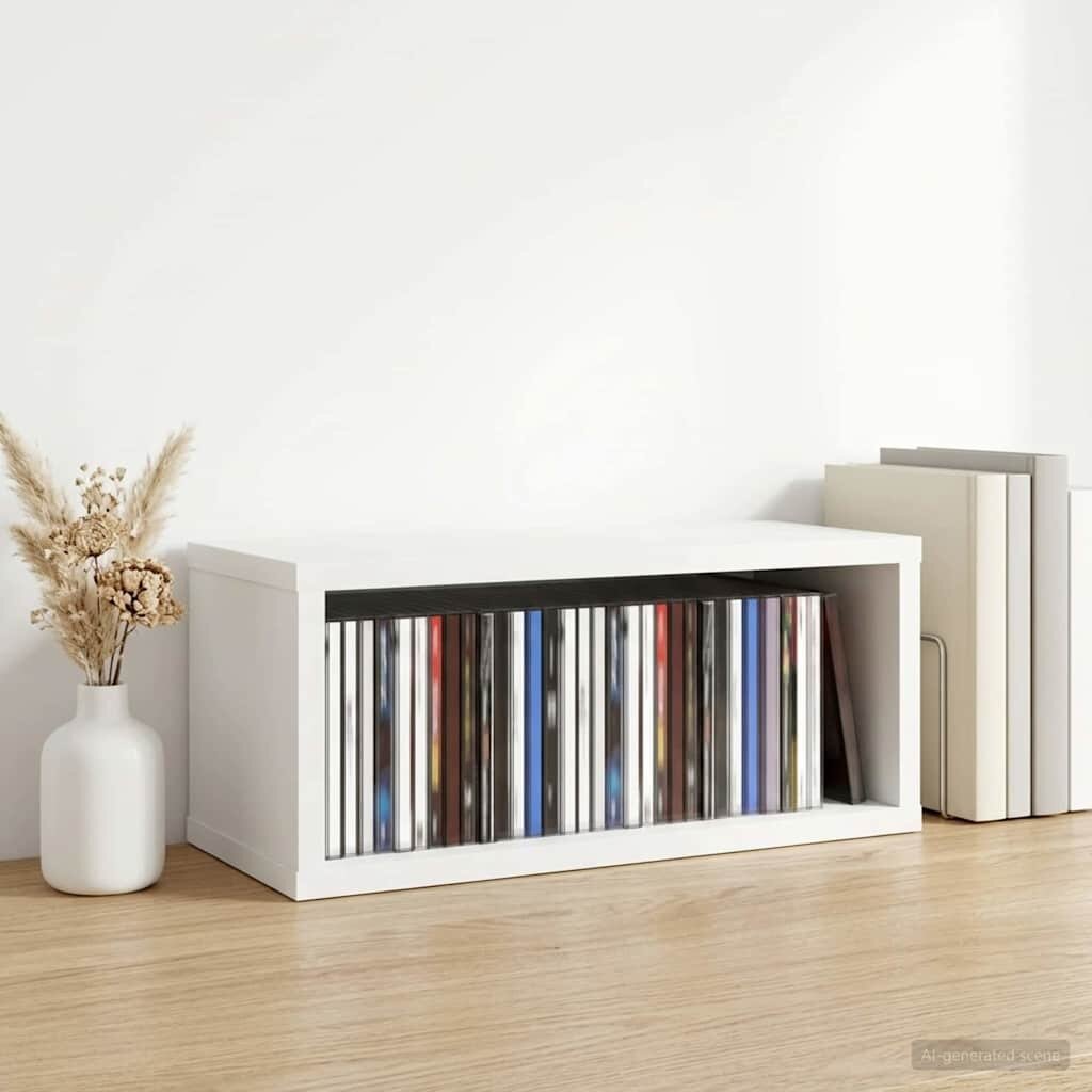 vidaXL Рафтове за CDs Бяло 40 x 17 x 17 см Инженерна дървесина
