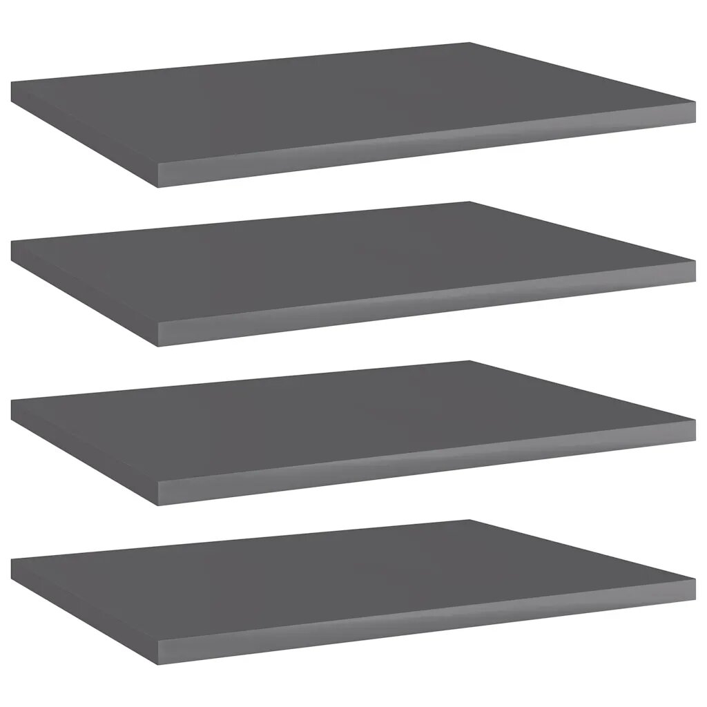 vidaXL Рафтове за етажерка 4 бр сив гланц 40x30x15 см ПДЧ
