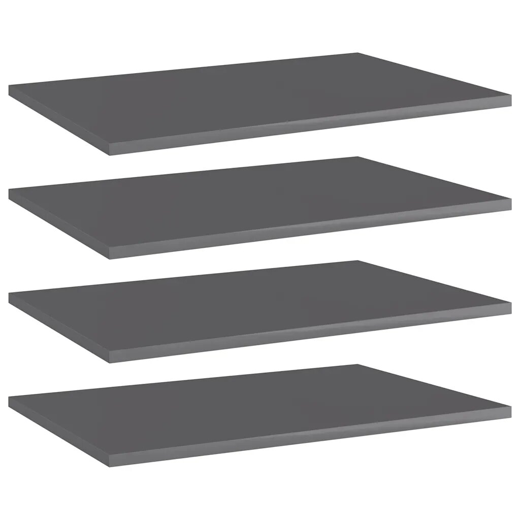 vidaXL Рафтове за етажерка 4 бр сив гланц 60x40x15 см ПДЧ