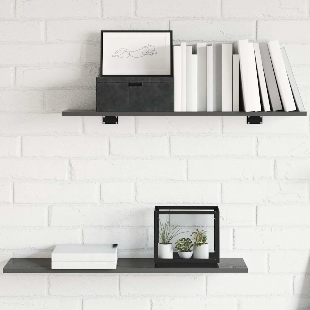 vidaXL Рафтове за етажерка 8 бр сив гланц 80x20x15 см ПДЧ