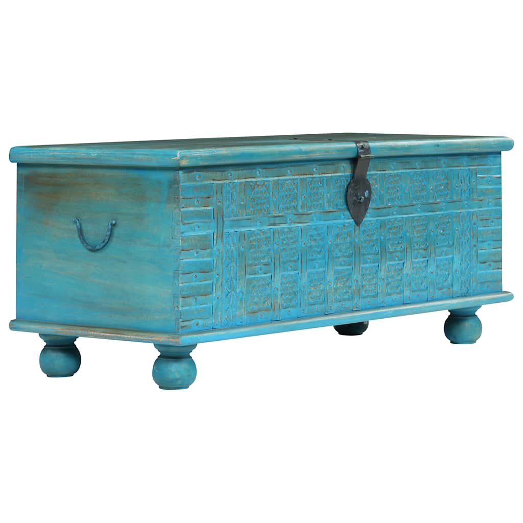 vidaXL Ракла мангово дърво масив синя 100x40x41 cм