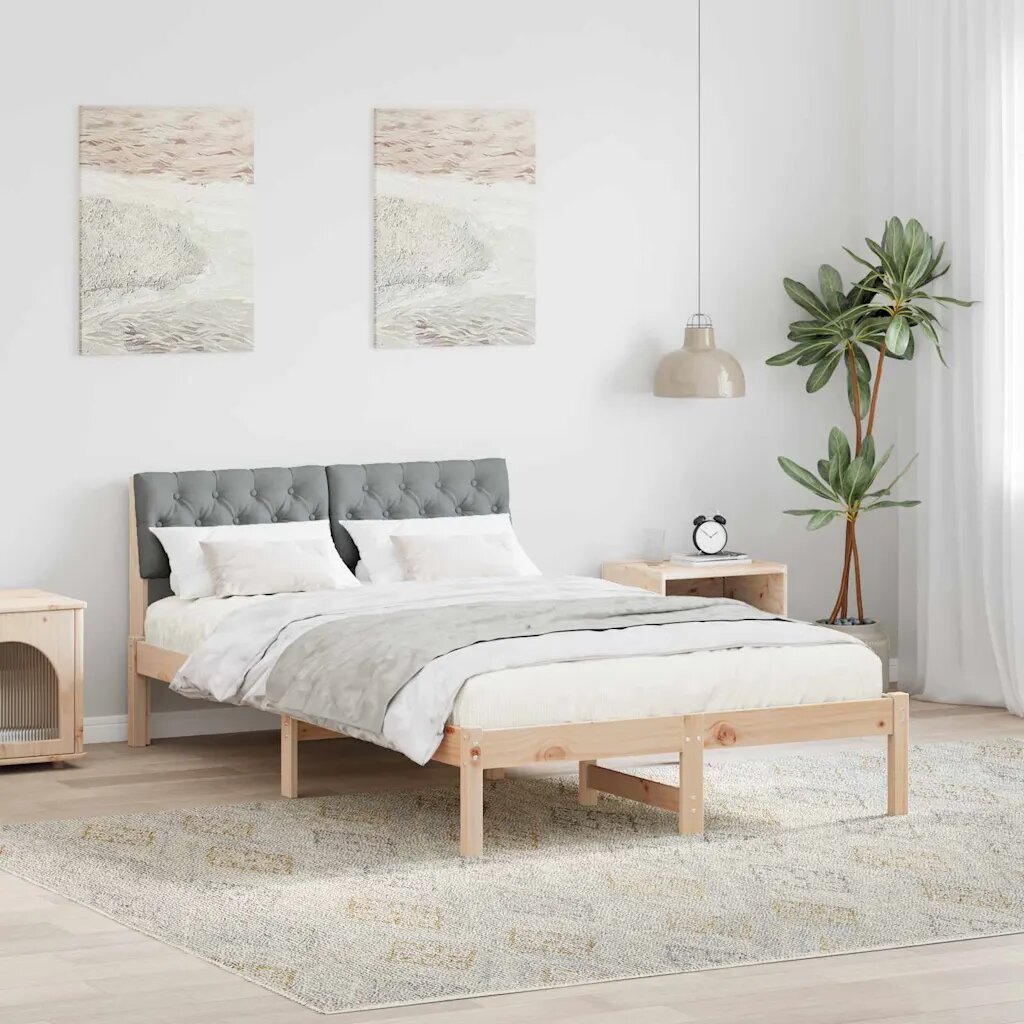 vidaXL Рамка на леглото с таблото Кафяв и светло сив 120 x 190 cm
