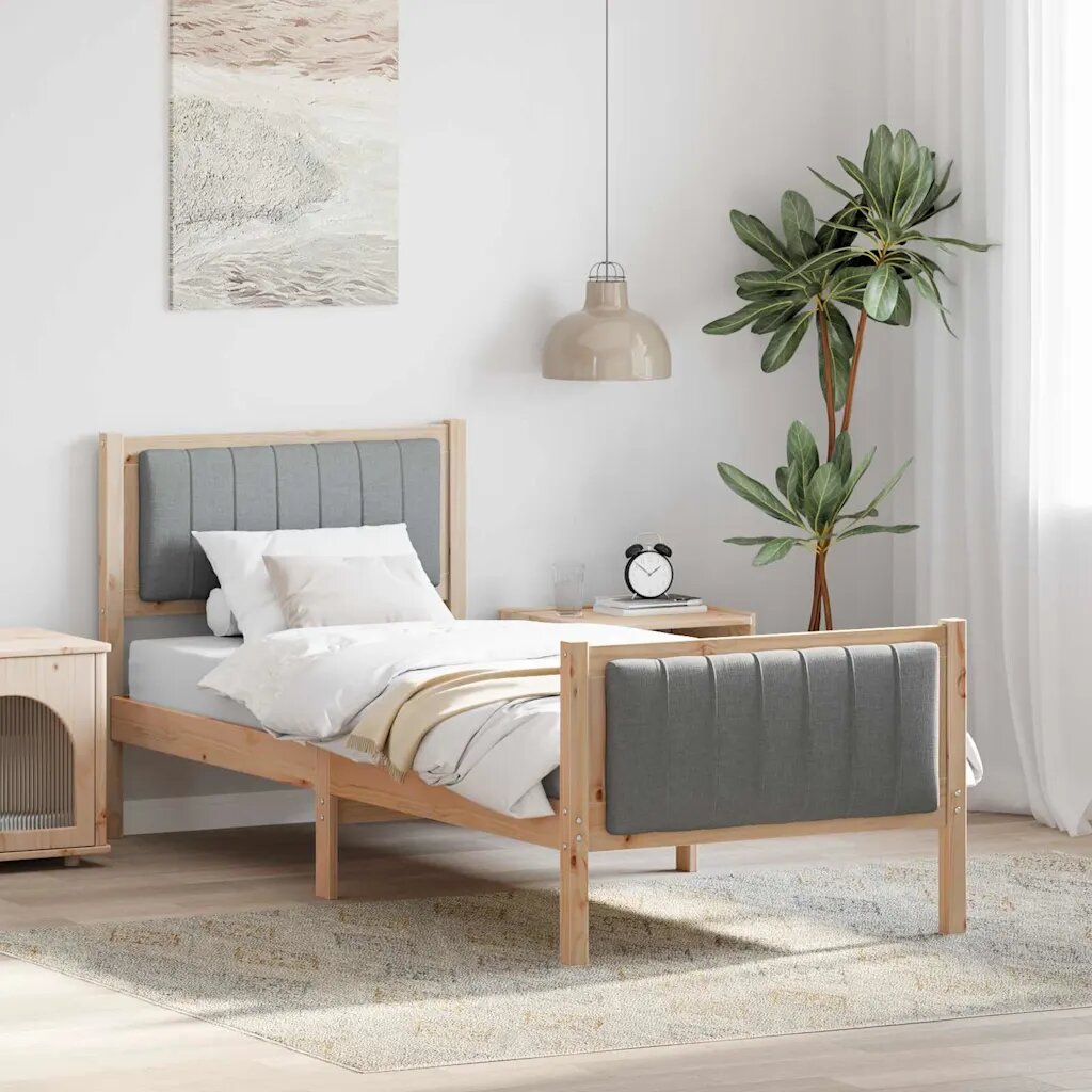 vidaXL Рамка на леглото с таблото Кафяв и светло сив 75 x 190 cm