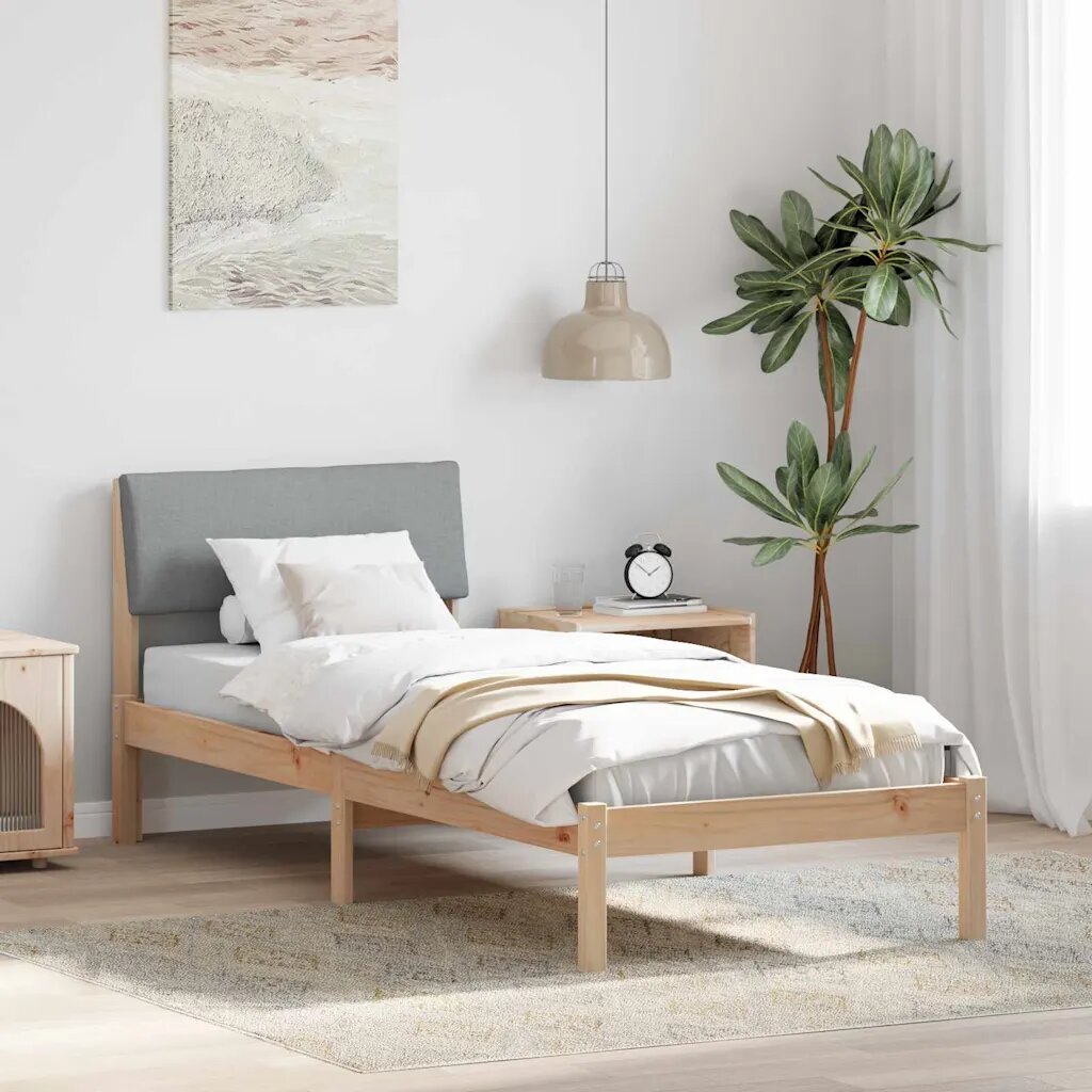 vidaXL Рамка на леглото с таблото Кафяв и светло сив 75 x 190 cm