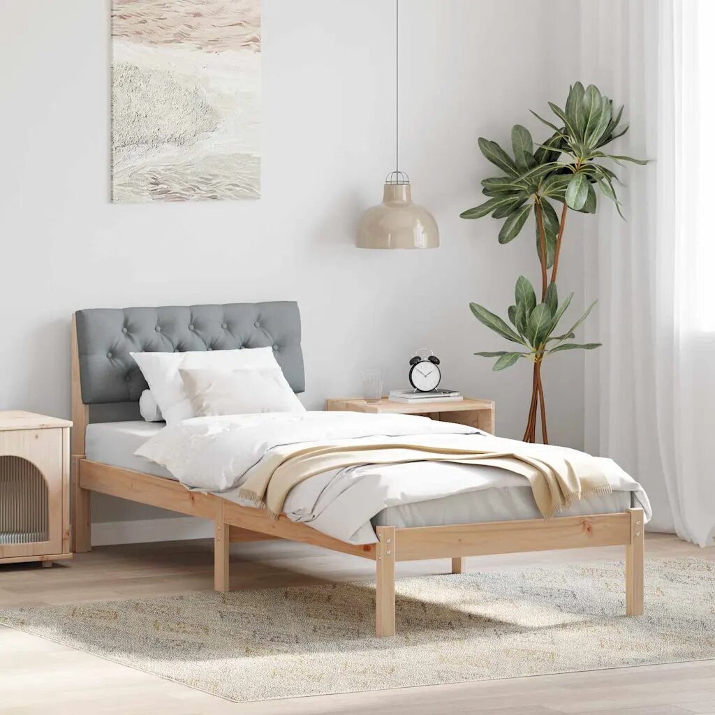 vidaXL Рамка на леглото с таблото Кафяв и светло сив 75 x 190 cm