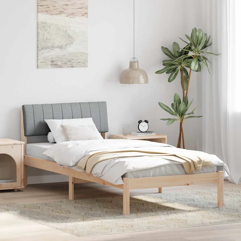 vidaXL Рамка на леглото с таблото Кафяв и светло сив 90 x 190 cm