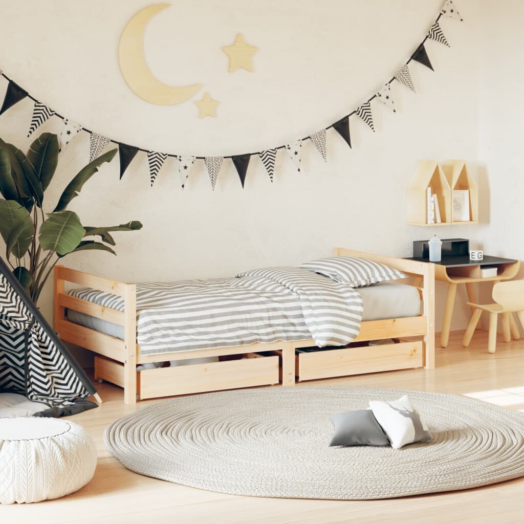 vidaXL Рамка за детско легло с чекмеджета 80x160 см бор масив