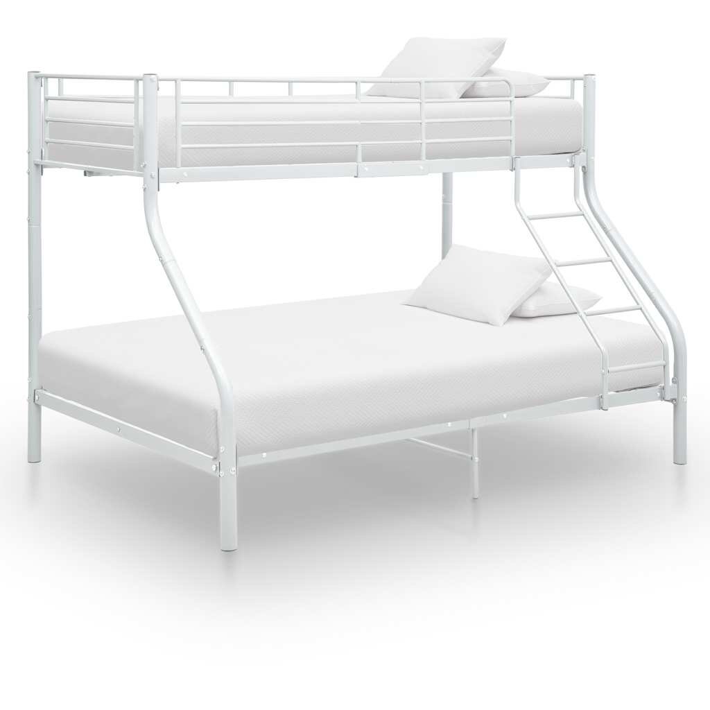 vidaXL Рамка за двуетажно легло бяла метал 140x200 см/90x200 см