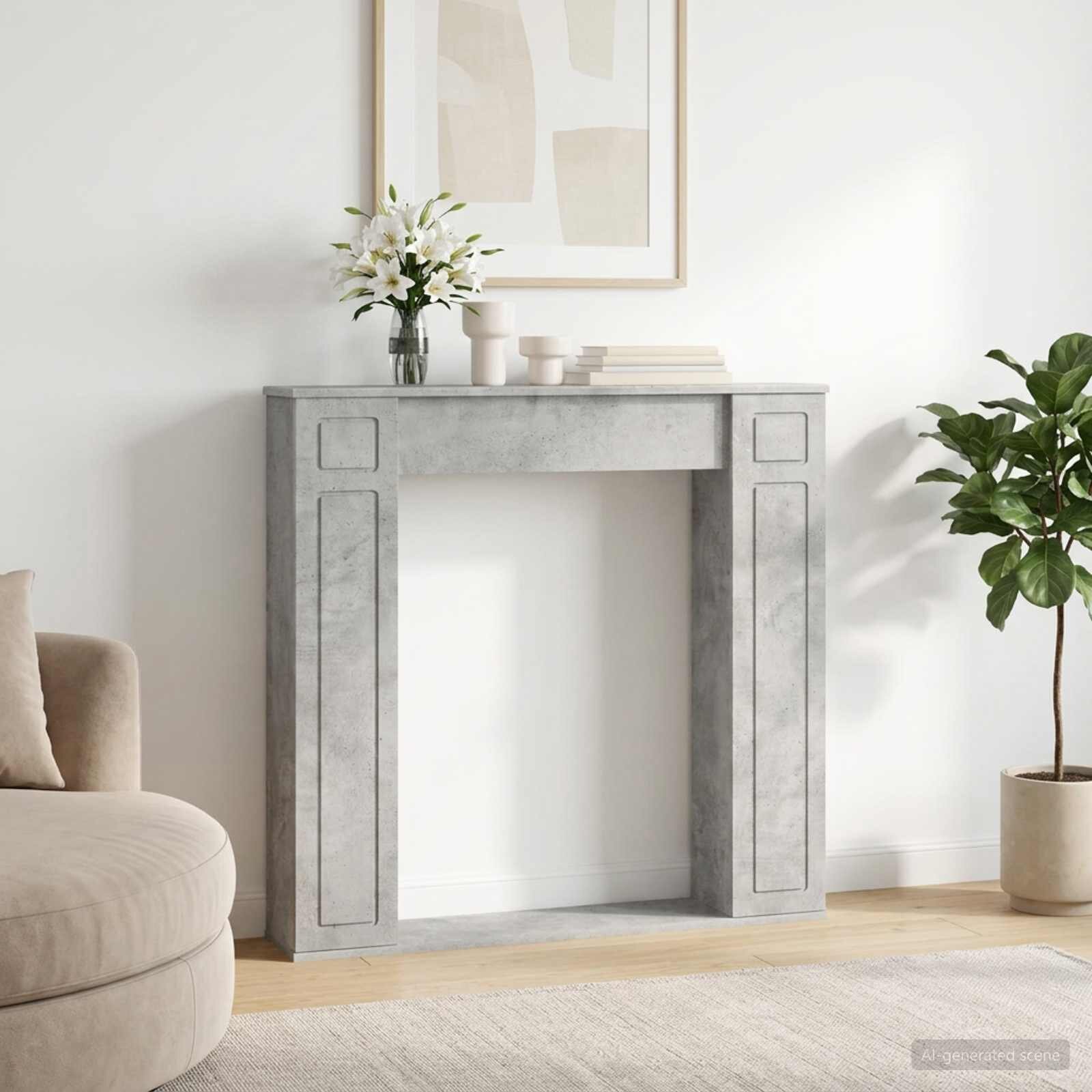 vidaXL Рамка за камина Бетонно сиво 100 x 20 x 100 cm