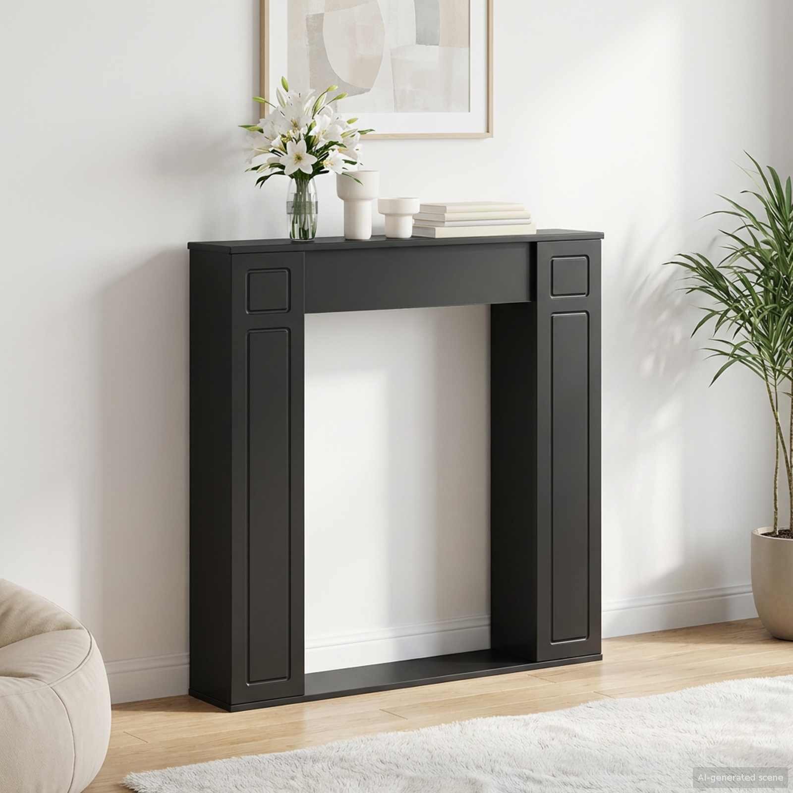 vidaXL Рамка за камина Черно 100 x 20 x 100 cm Инженерна дървесина