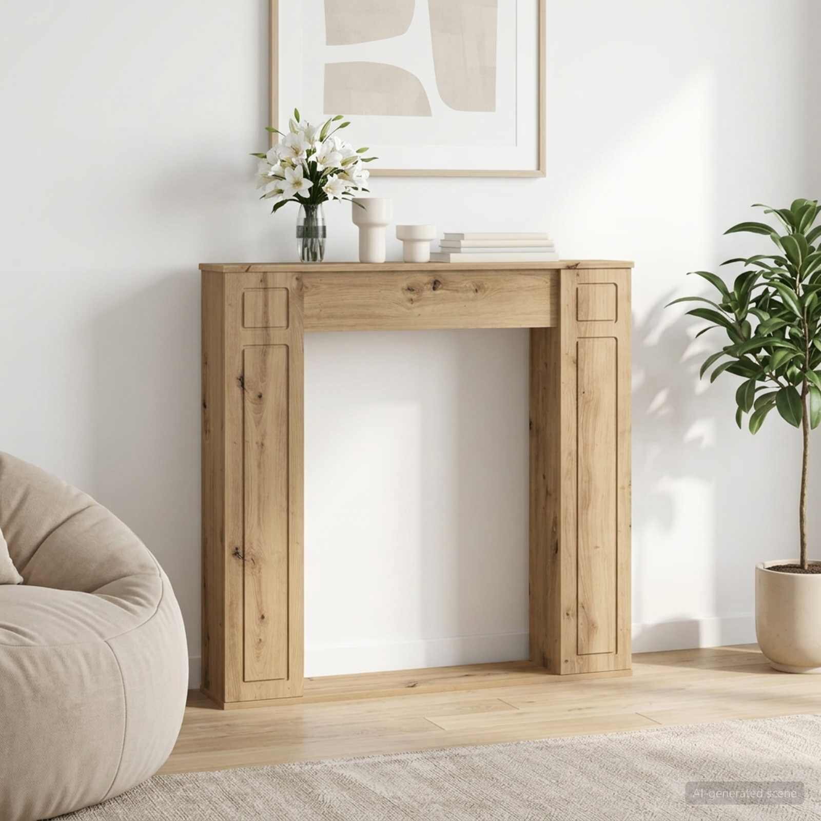 vidaXL Рамка за камина Дъб артизан 100 x 20 x 100 cm