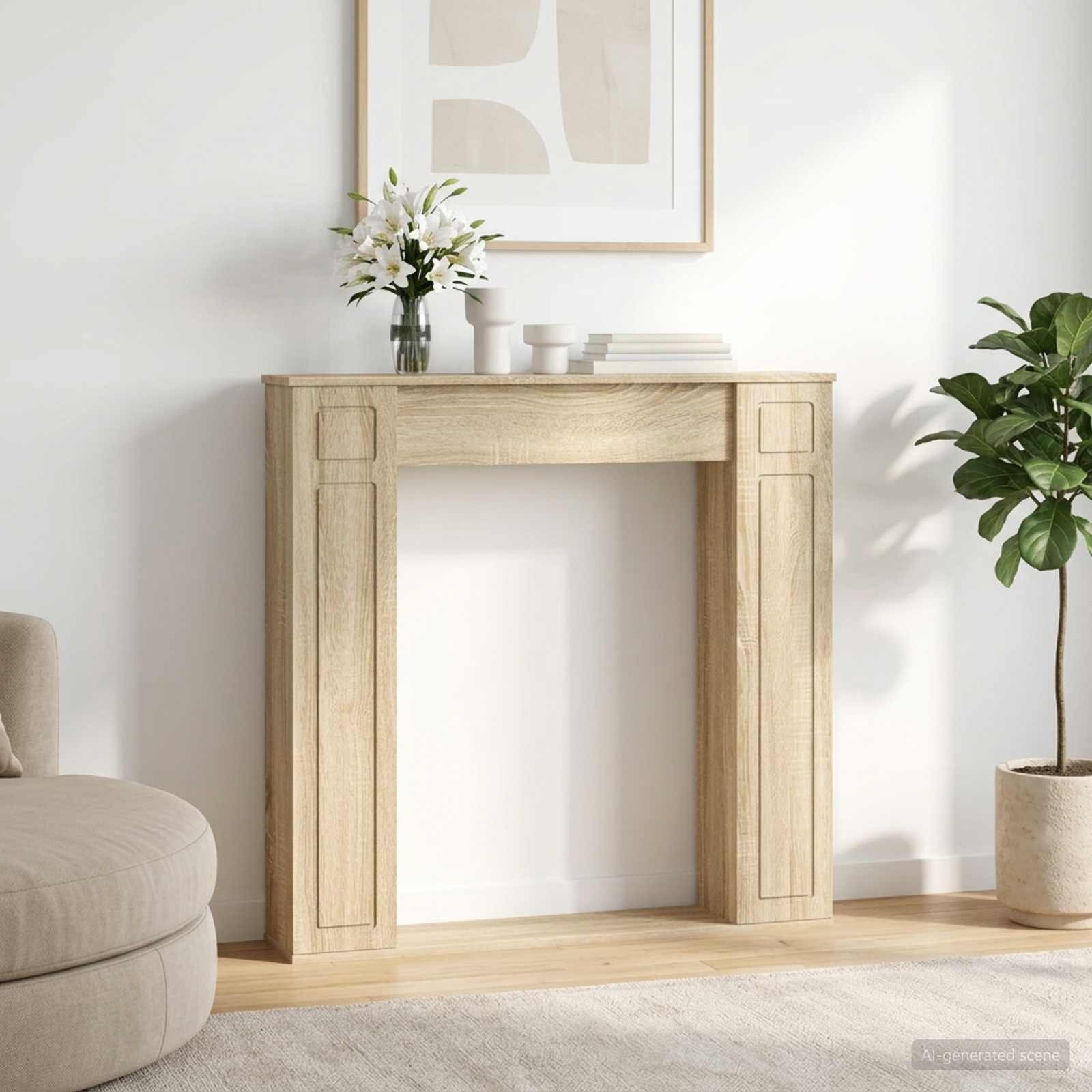 vidaXL Рамка за камина Дъб сонома 100 x 20 x 100 cm