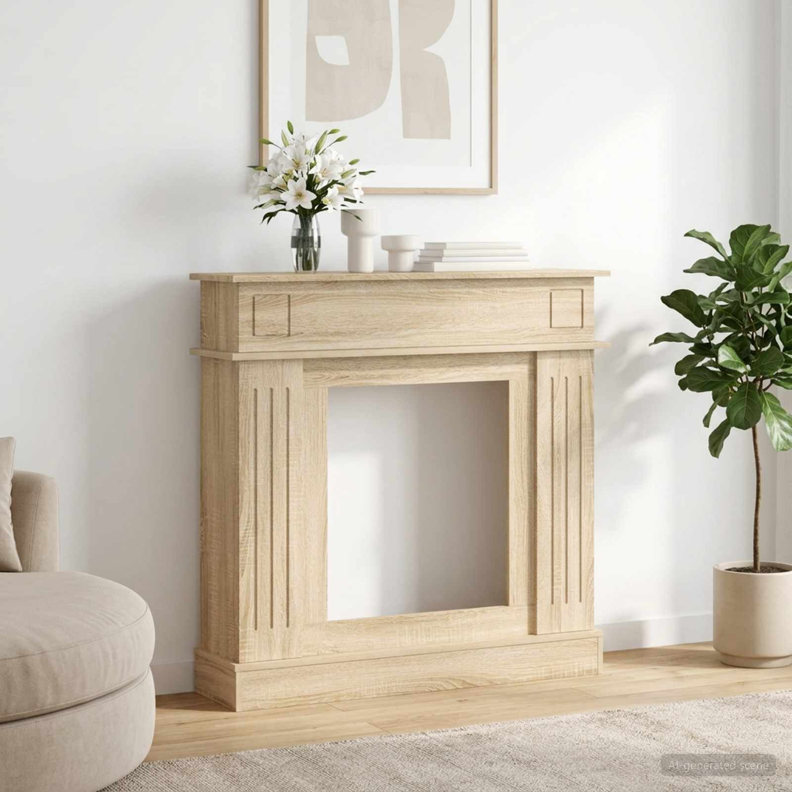 vidaXL Рамка за камина Дъб сонома 102 x 26 x 100 см