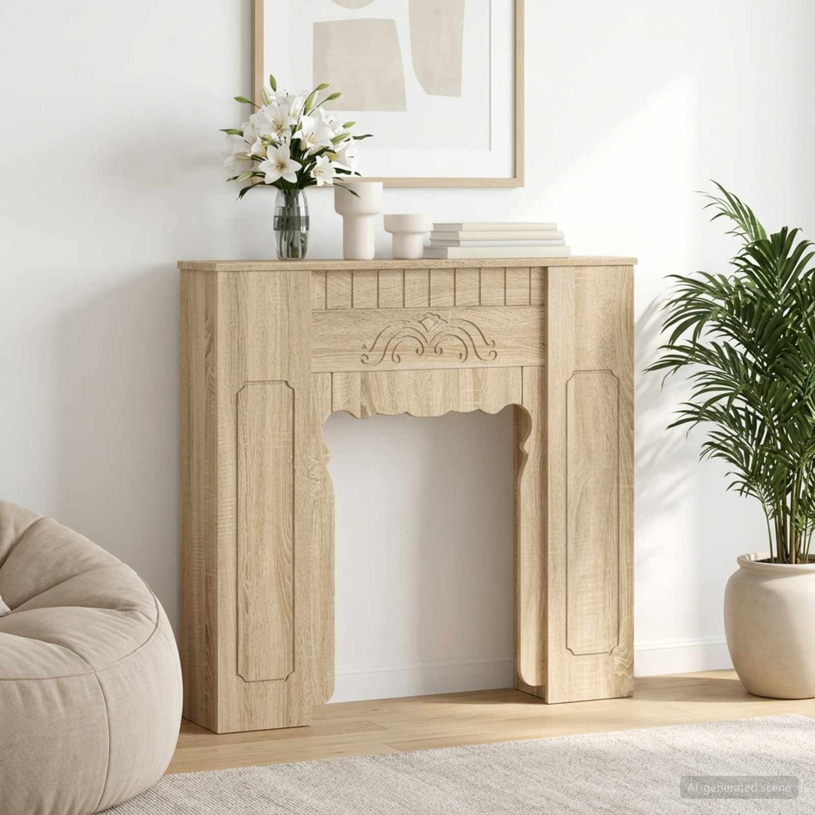 vidaXL Рамка за камина Дъб сонома 93 x 20 x 89 см Инженерна дървесина