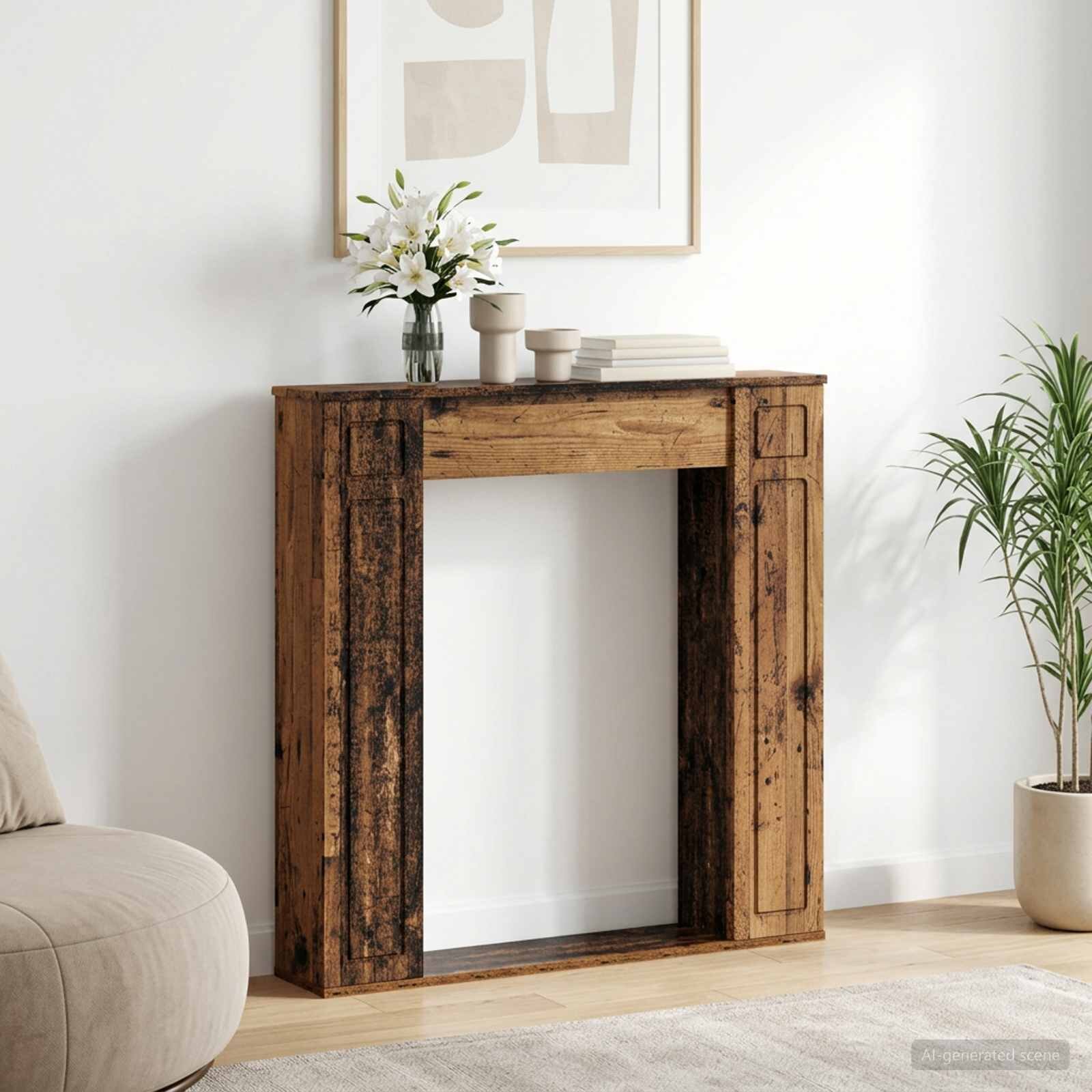 vidaXL Рамка за камина Старо дърво 100 x 20 x 100 cm
