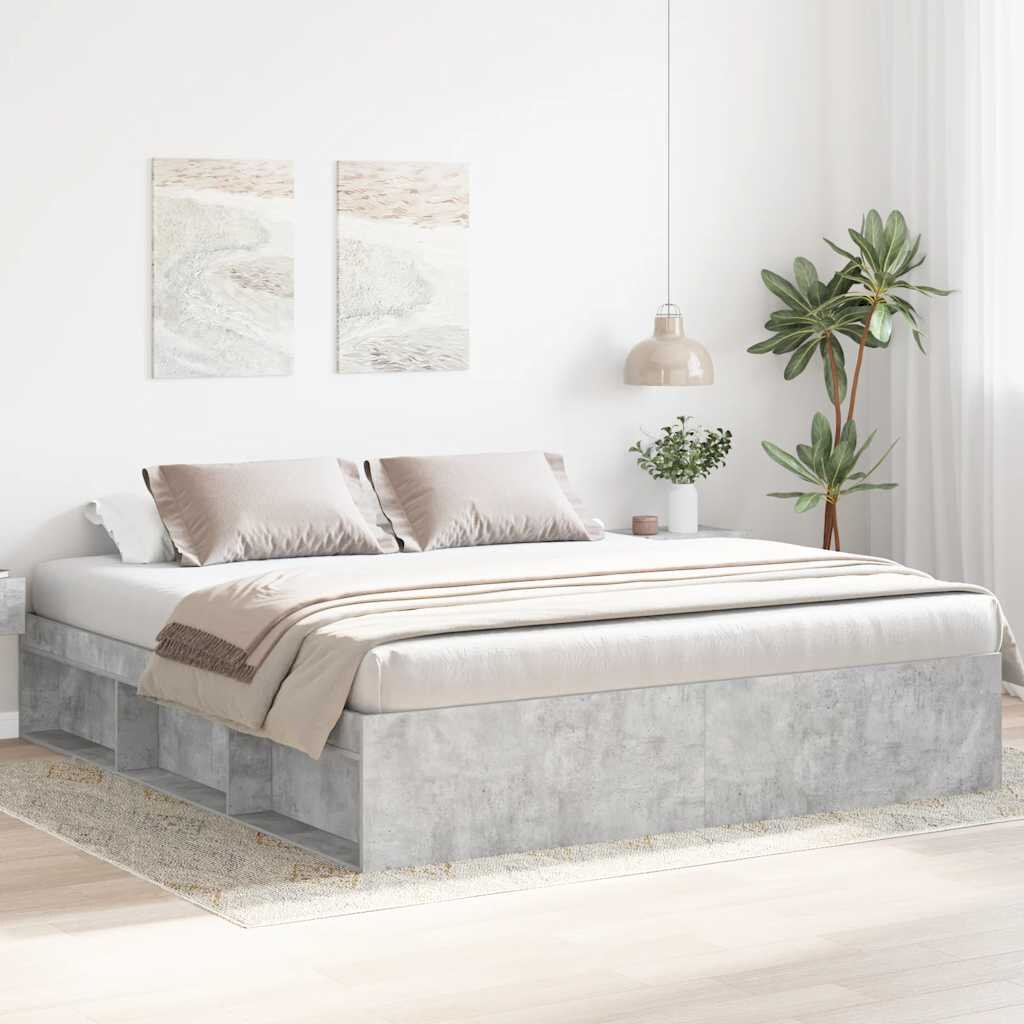 vidaXL Рамка за легло бетонно сиво 180x200 cм Super King Size