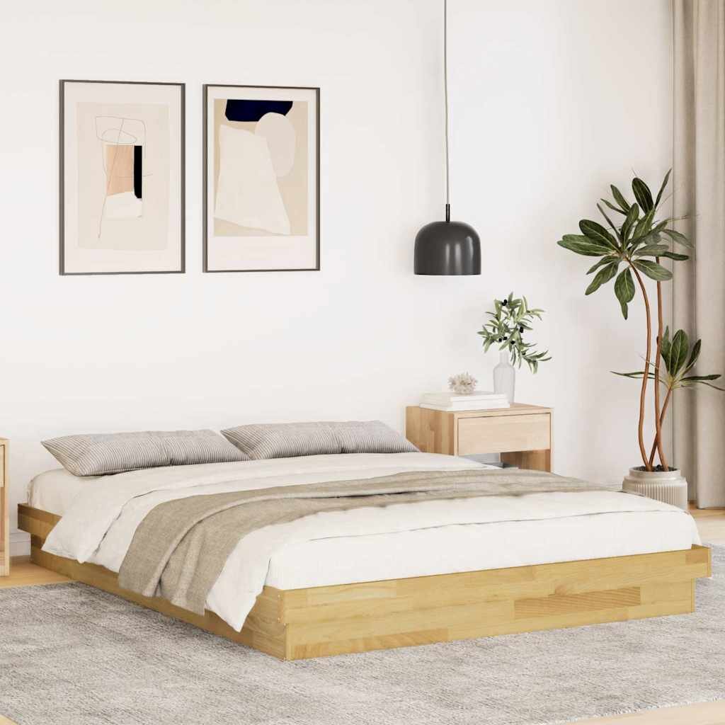 vidaXL Рамка за легло без матрак 150x200 cm Дъб от масивна дървесина