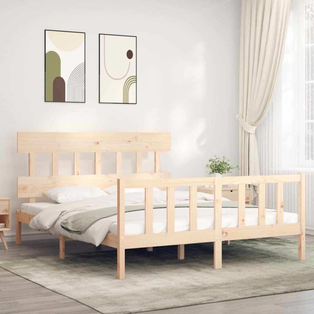 vidaXL Рамка за легло без матрак 160x200 см масивна чамова дървесина
