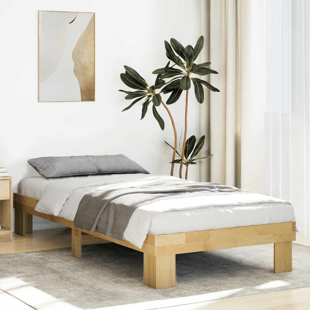 vidaXL Рамка за легло без матрак 75x190 cm Дъб от масивна дървесина