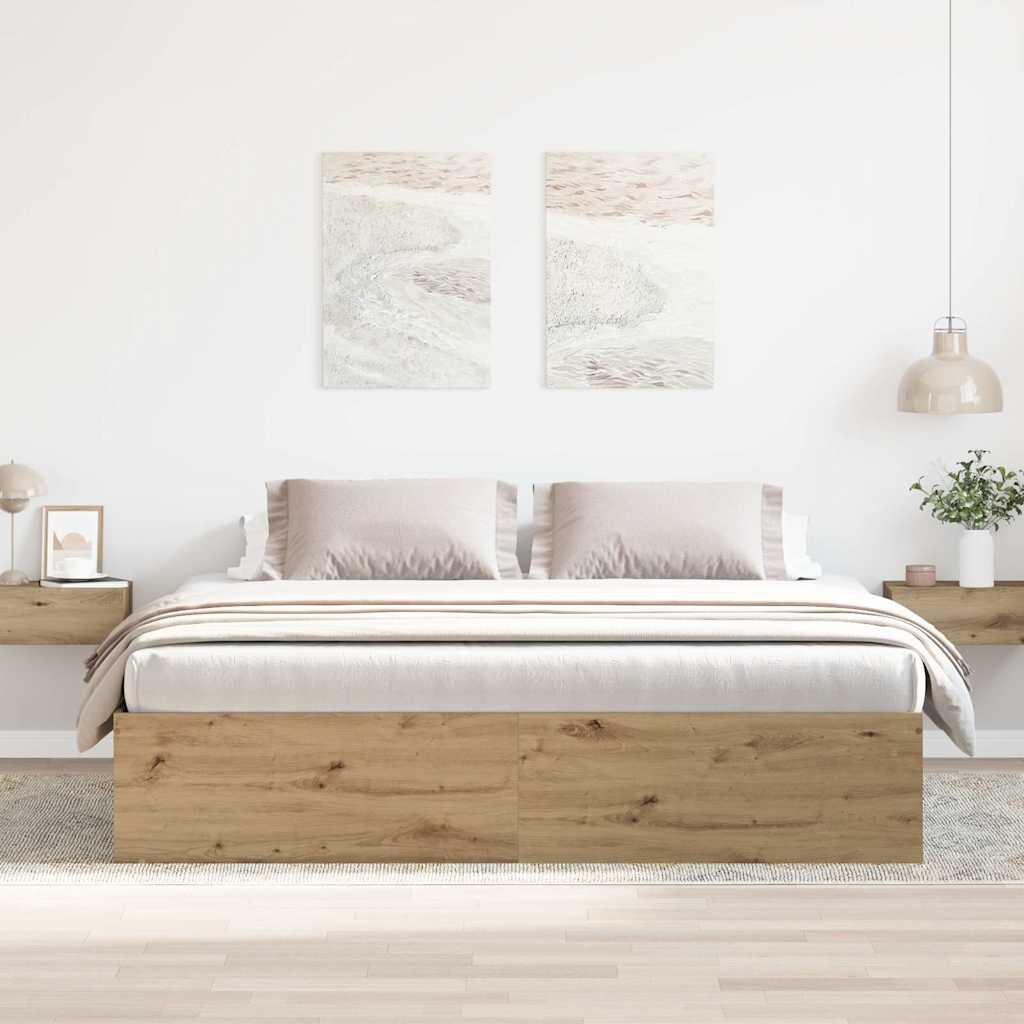 vidaXL Рамка за легло без матрак Artisan Oak 200x200cm