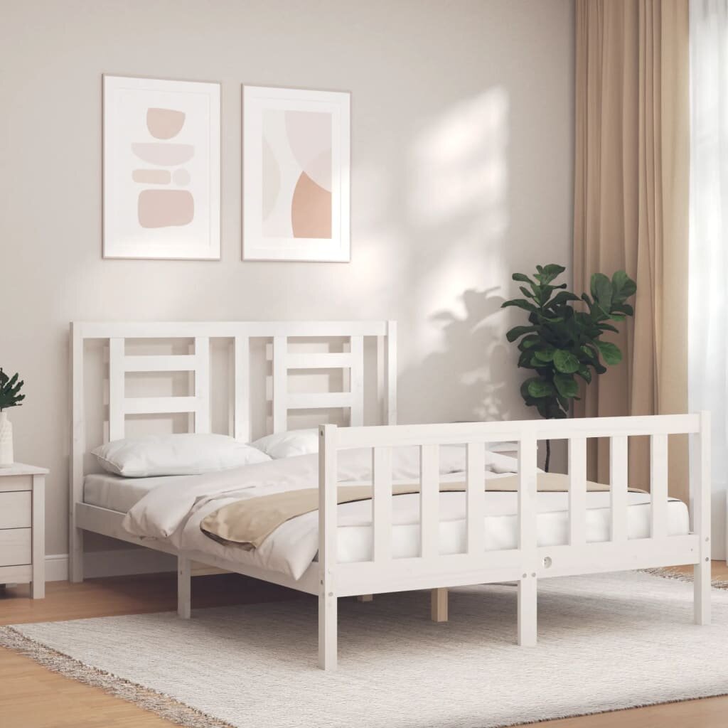 vidaXL Рамка за легло без матрак бял 140x200 см бор масив