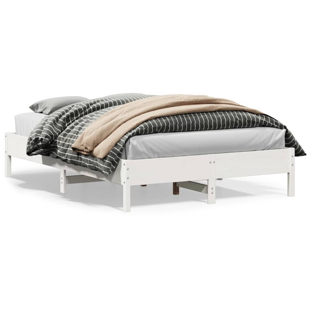 vidaXL Рамка за легло без матрак бял 140x200 см бор масив