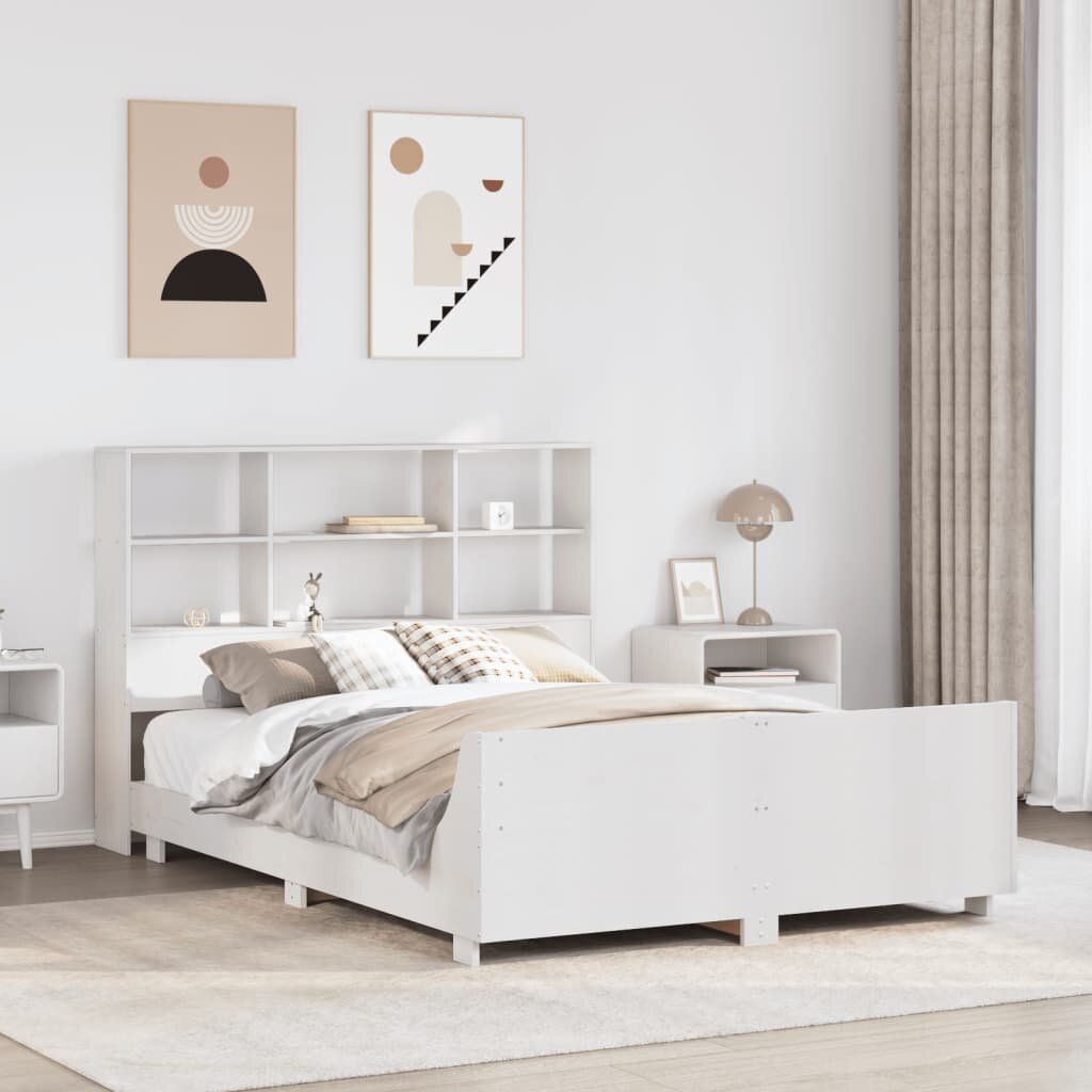 vidaXL Рамка за легло без матрак бял 160x200 см бор масив