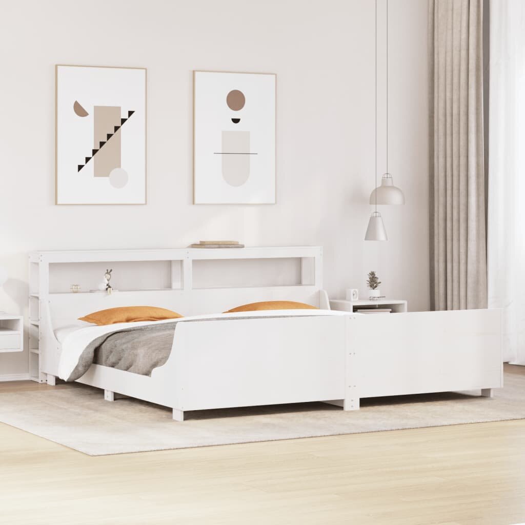 vidaXL Рамка за легло без матрак бял 180x200 см бор масив