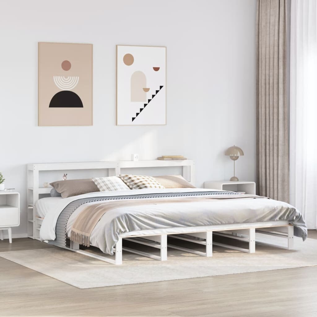vidaXL Рамка за легло без матрак бял 180x200 см бор масив