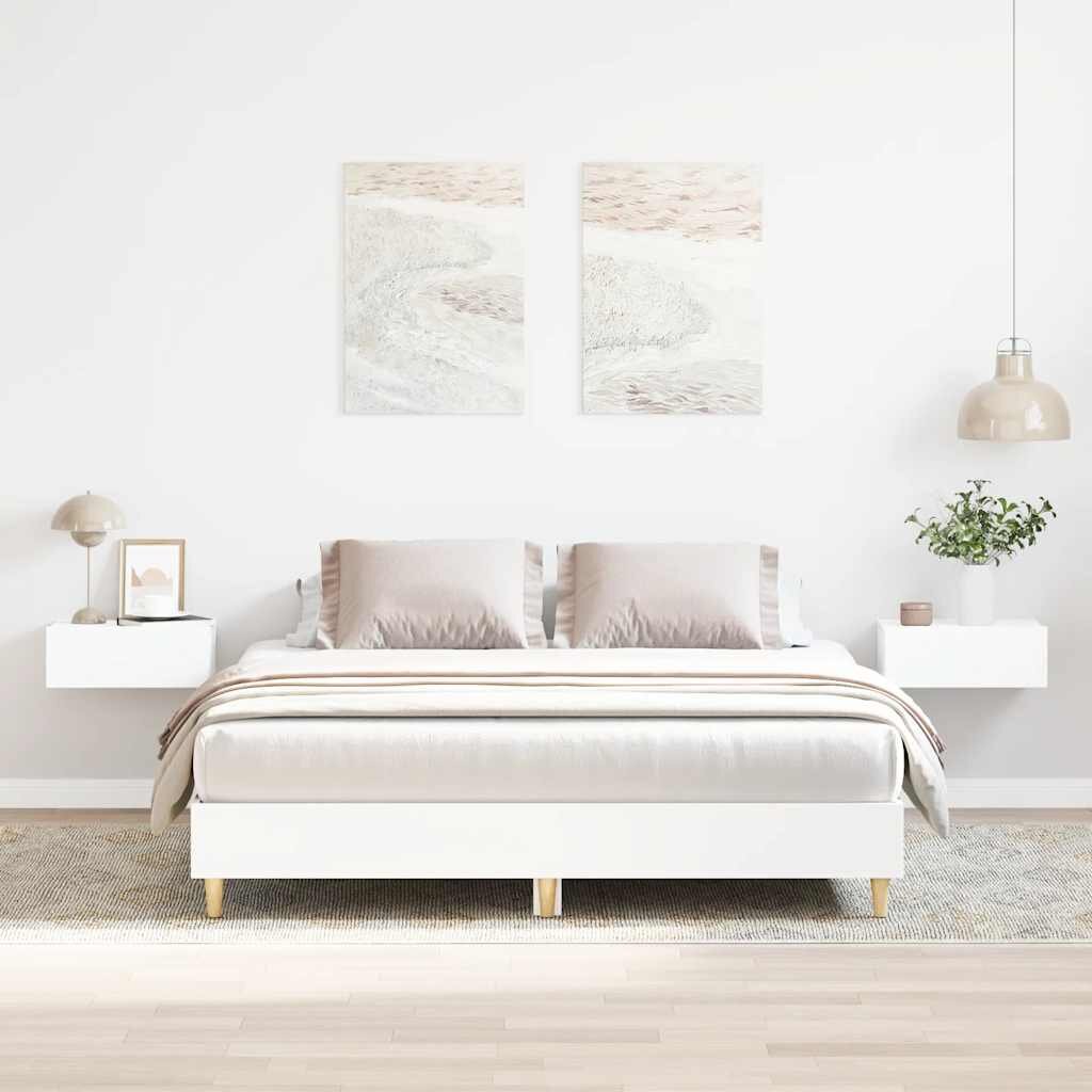 vidaXL Рамка за легло без матрак бяла 150x200 см инженерно дърво