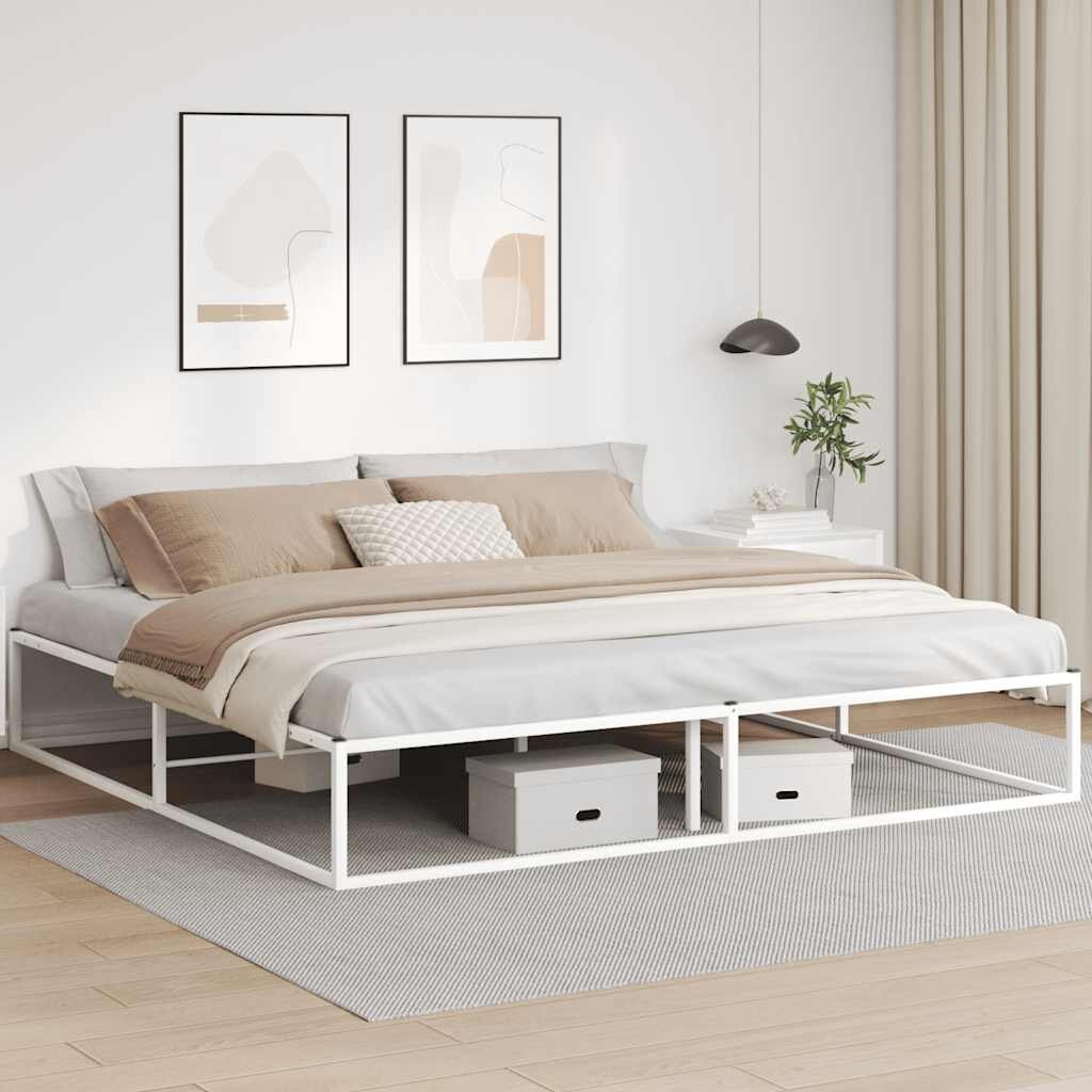 vidaXL Рамка за легло без матрак Бяла 200x200 cm Метал