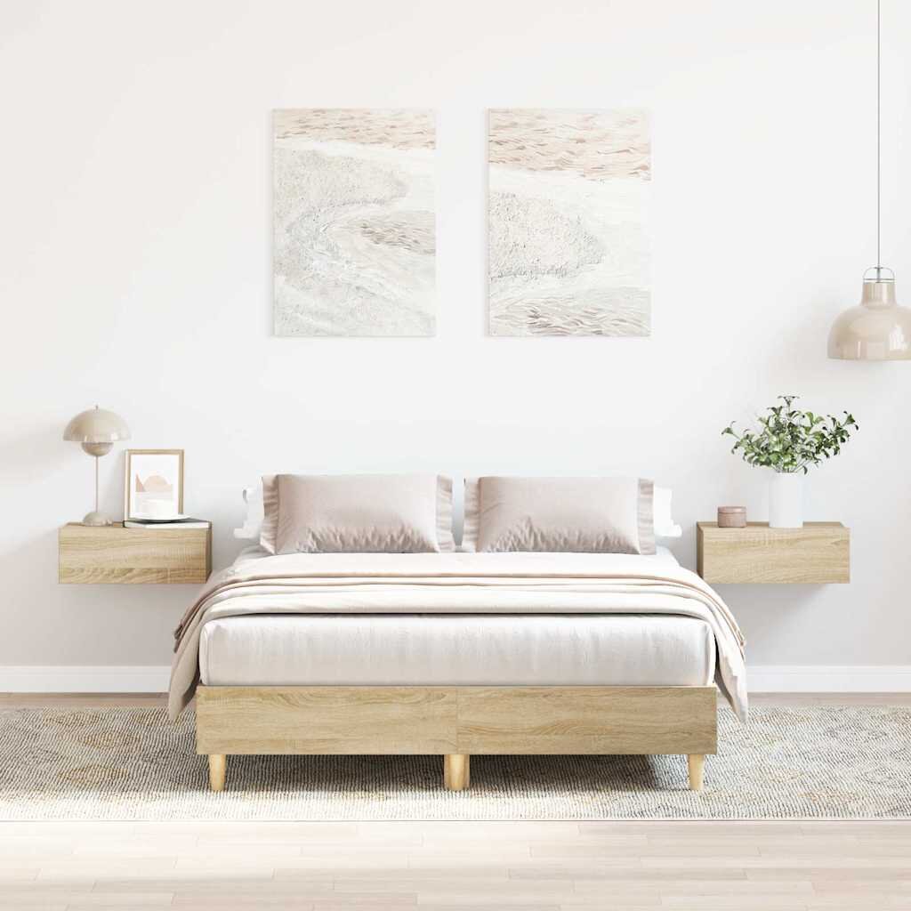 vidaXL Рамка за легло без матрак Дъб Сонома 120x200 cm