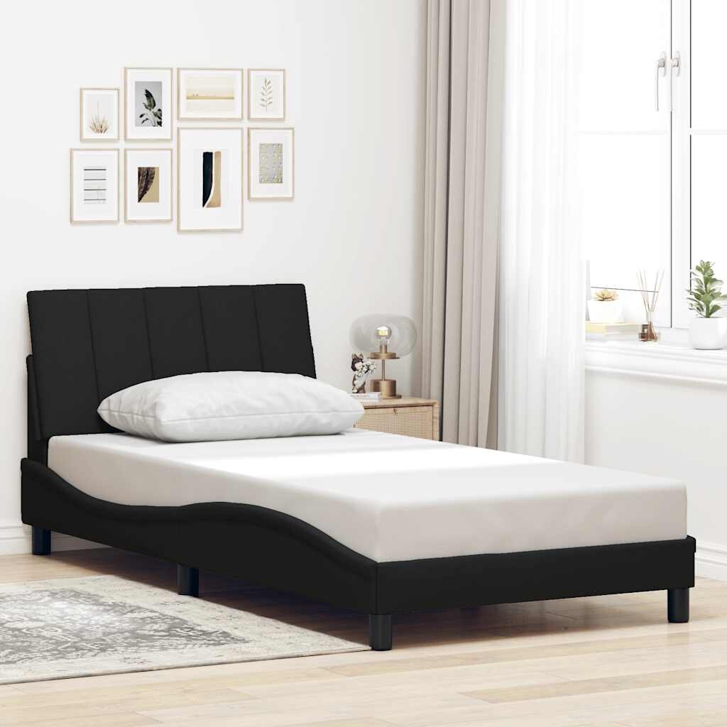 vidaXL Рамка за легло без матрак Hanko черна 100x200 см плат