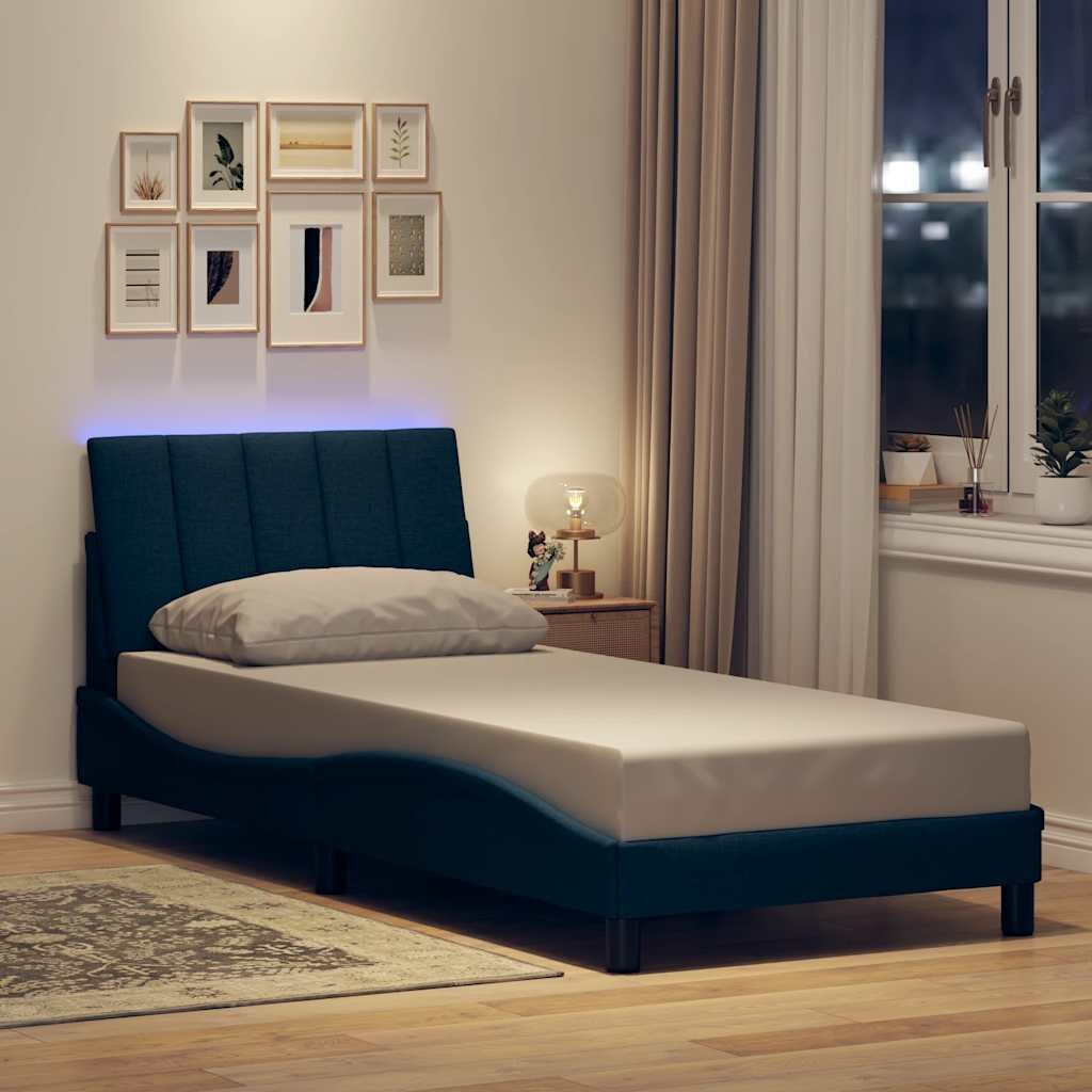 vidaXL Рамка за легло без матрак Hanko Синьо 90x190 см плат