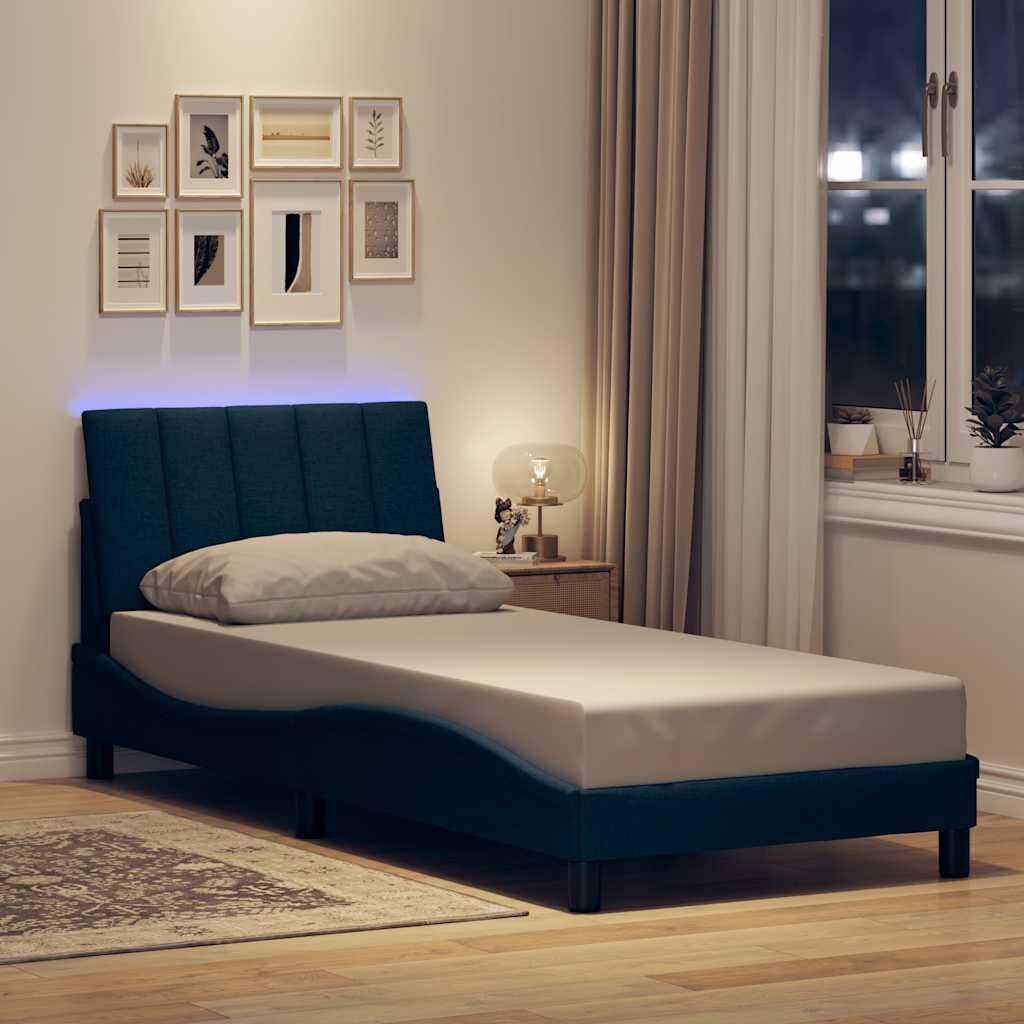 vidaXL Рамка за легло без матрак Hanko Синьо 90x200 см плат
