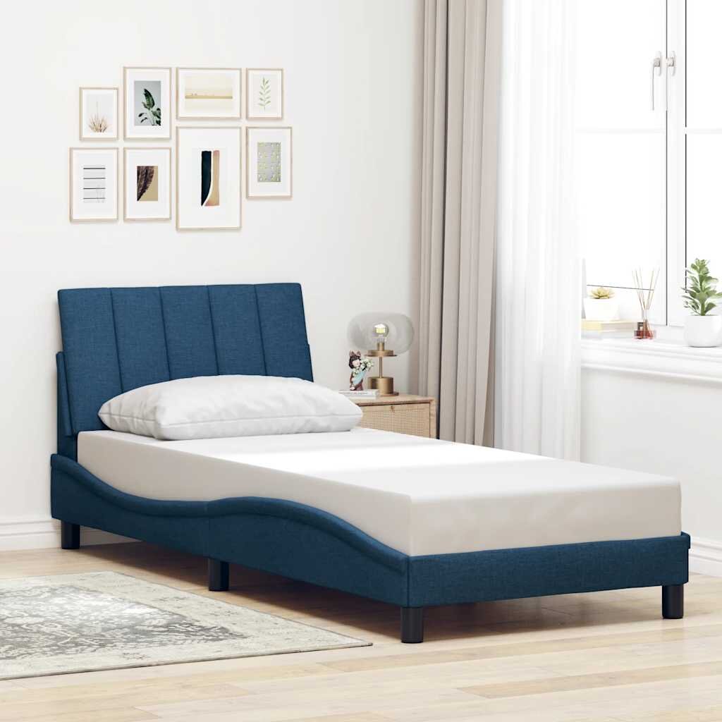 vidaXL Рамка за легло без матрак Hanko Синьо 90x200 см плат