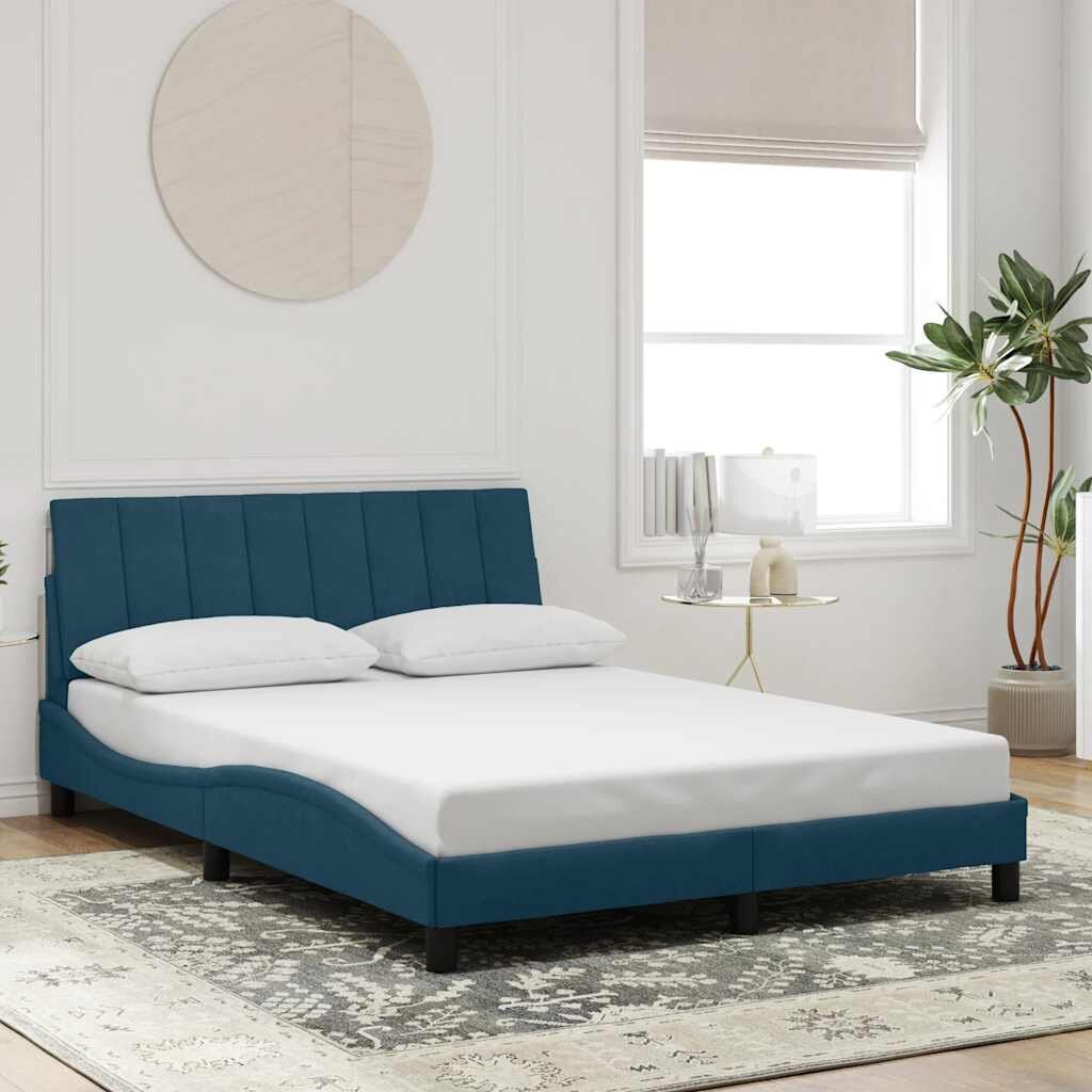 vidaXL Рамка за легло без матрак Hanko синя 120x200 см кадифе
